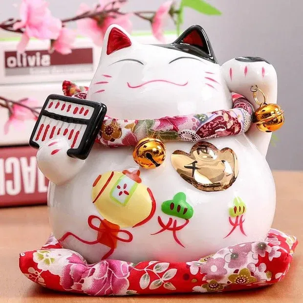 Esprit du Japon Chat Maneki Neko Musicien Tirelire