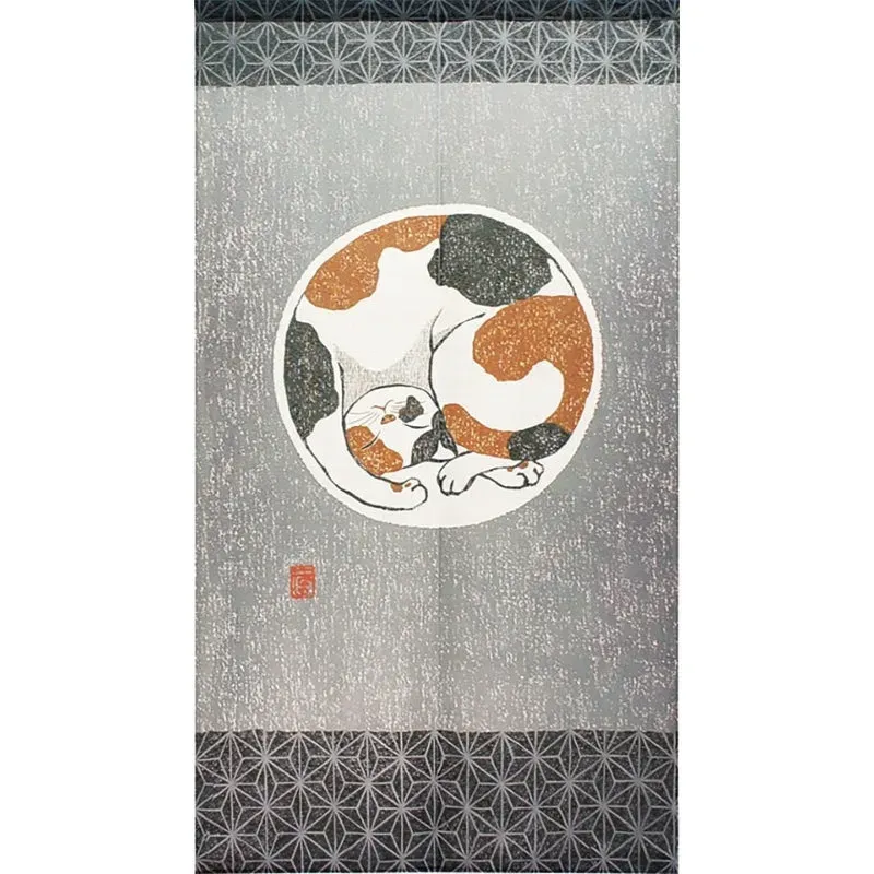 Japon style chat asanoha noren japonais rideau zen