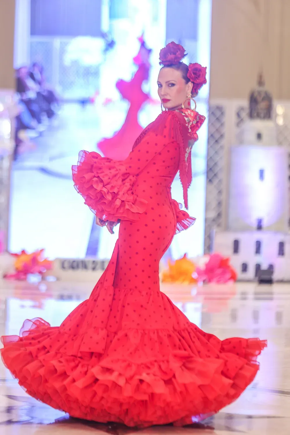 Viva La Feria María de la O robe flamenca à pois