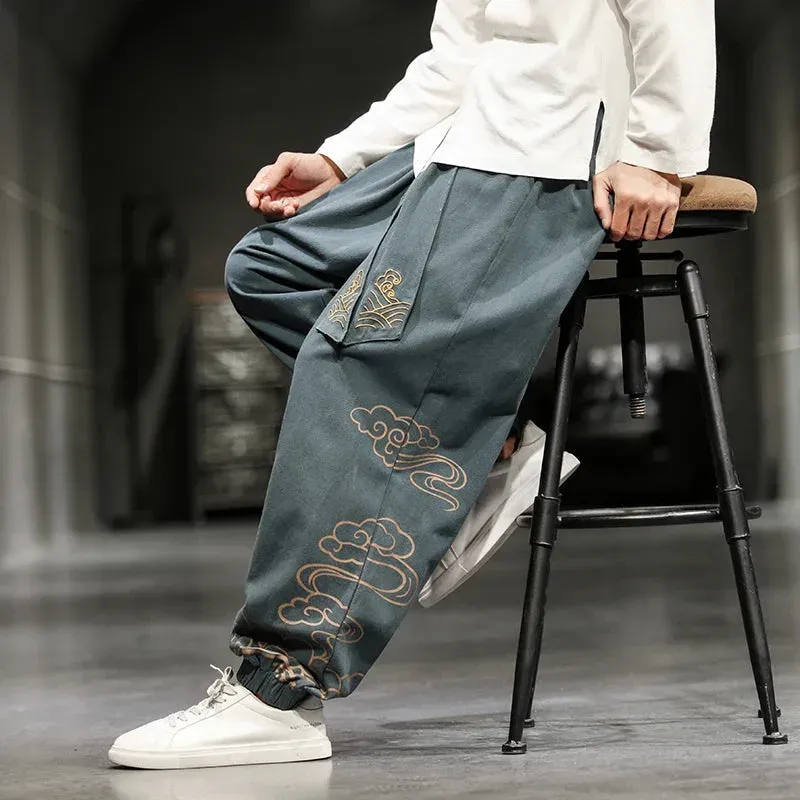 Japon style pantalon large japonais homme