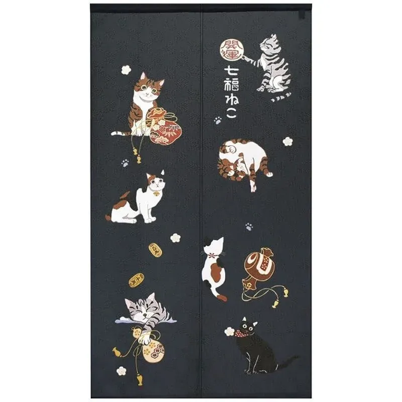 Japon style Noren Chats Japonais Bleu rideau japonais