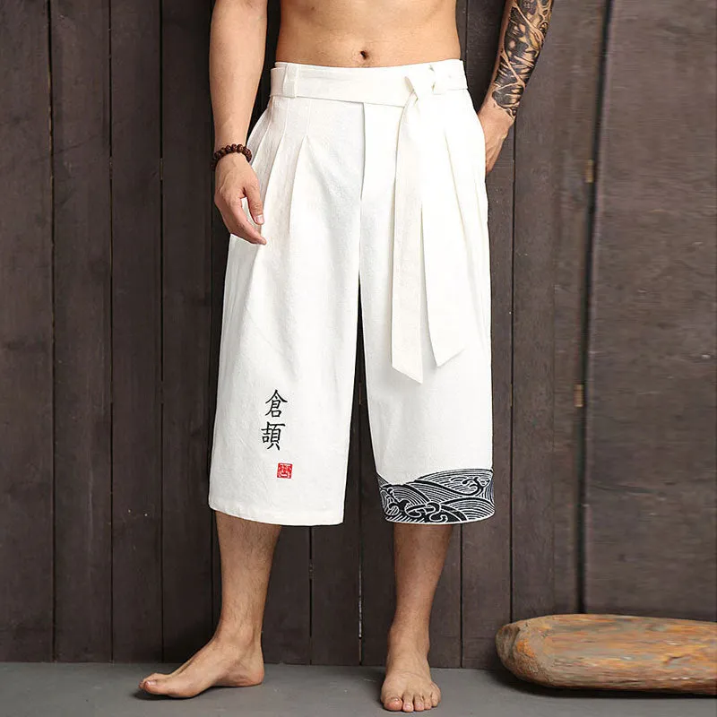 Esprit du Japon pantalon large homme hakama coton vagues