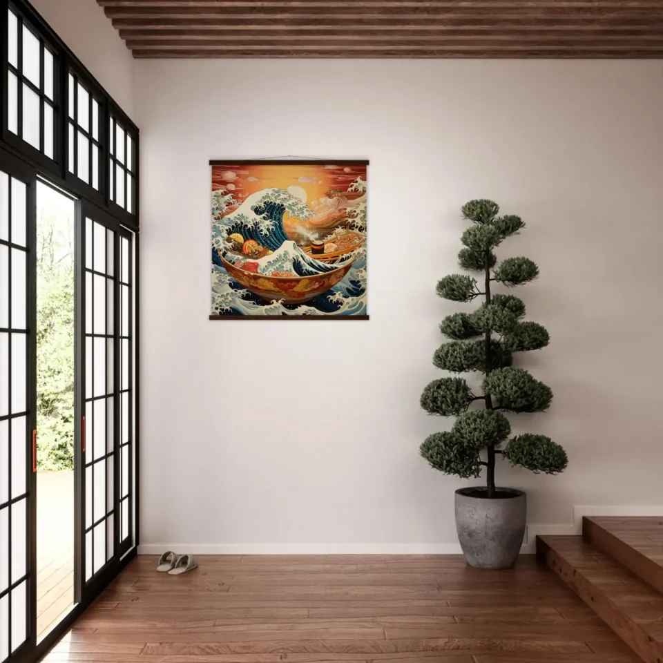 Japon style Kanagawa tableau art moderne vague