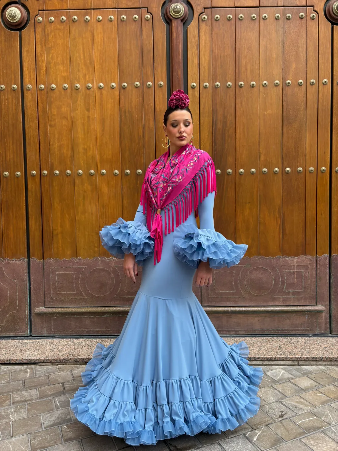 VIVA LA FERIA modèle Roda robe flamenca bleue 2026