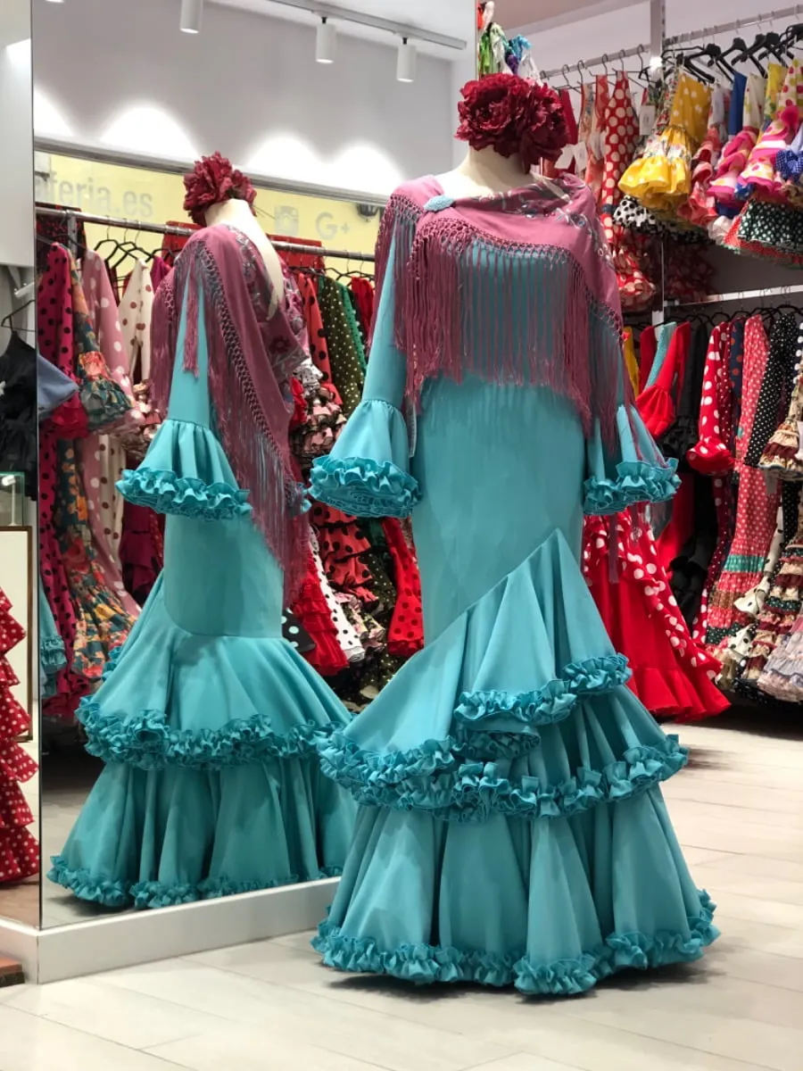 Viva la Feria Moda Flamenca Carmín robe gitane unie volants