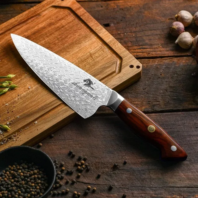 Japon style Damascus Kitchen Knife Izumo couteau damas 67 couches
