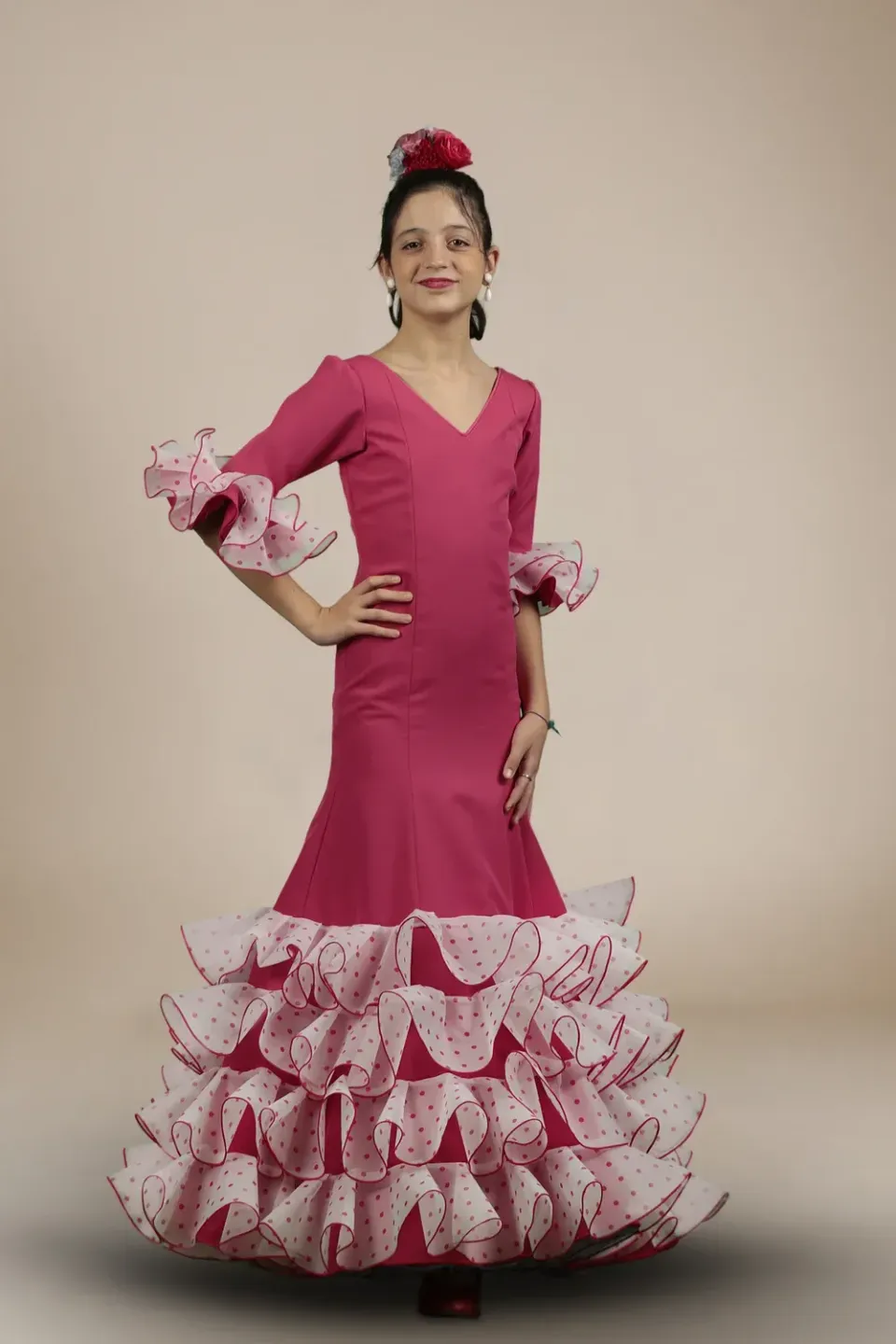 Viva la Feria Marina robe flamenca fille stretch pois