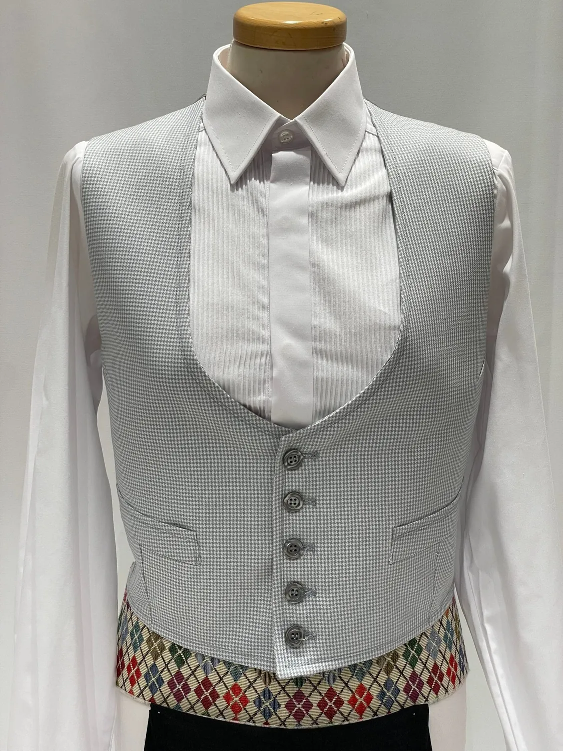 Viva La Feria traje court gris pied-de-poule veste gilet