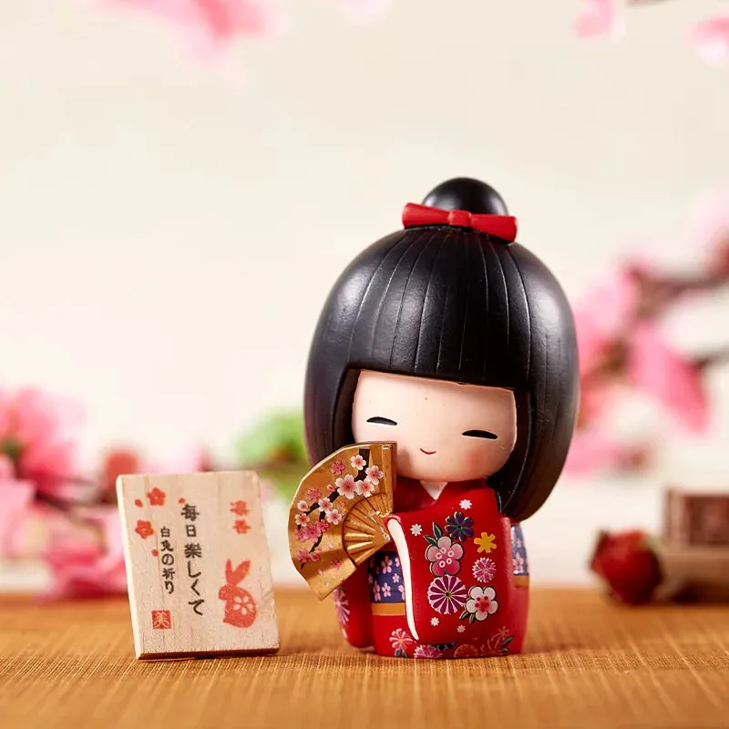 Esprit du Japon figurine kimono 14 cm fleurs cerisier