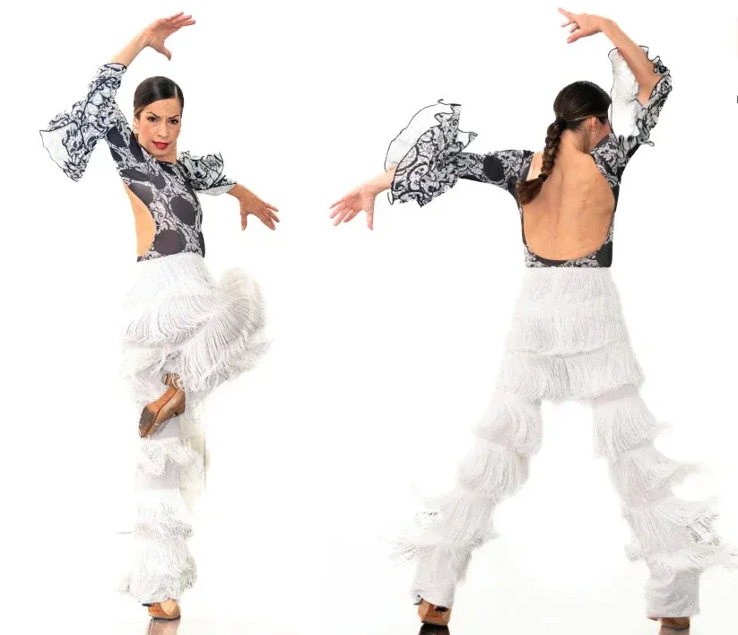 Viva La Feria pantalon flamenco franges longues cheville