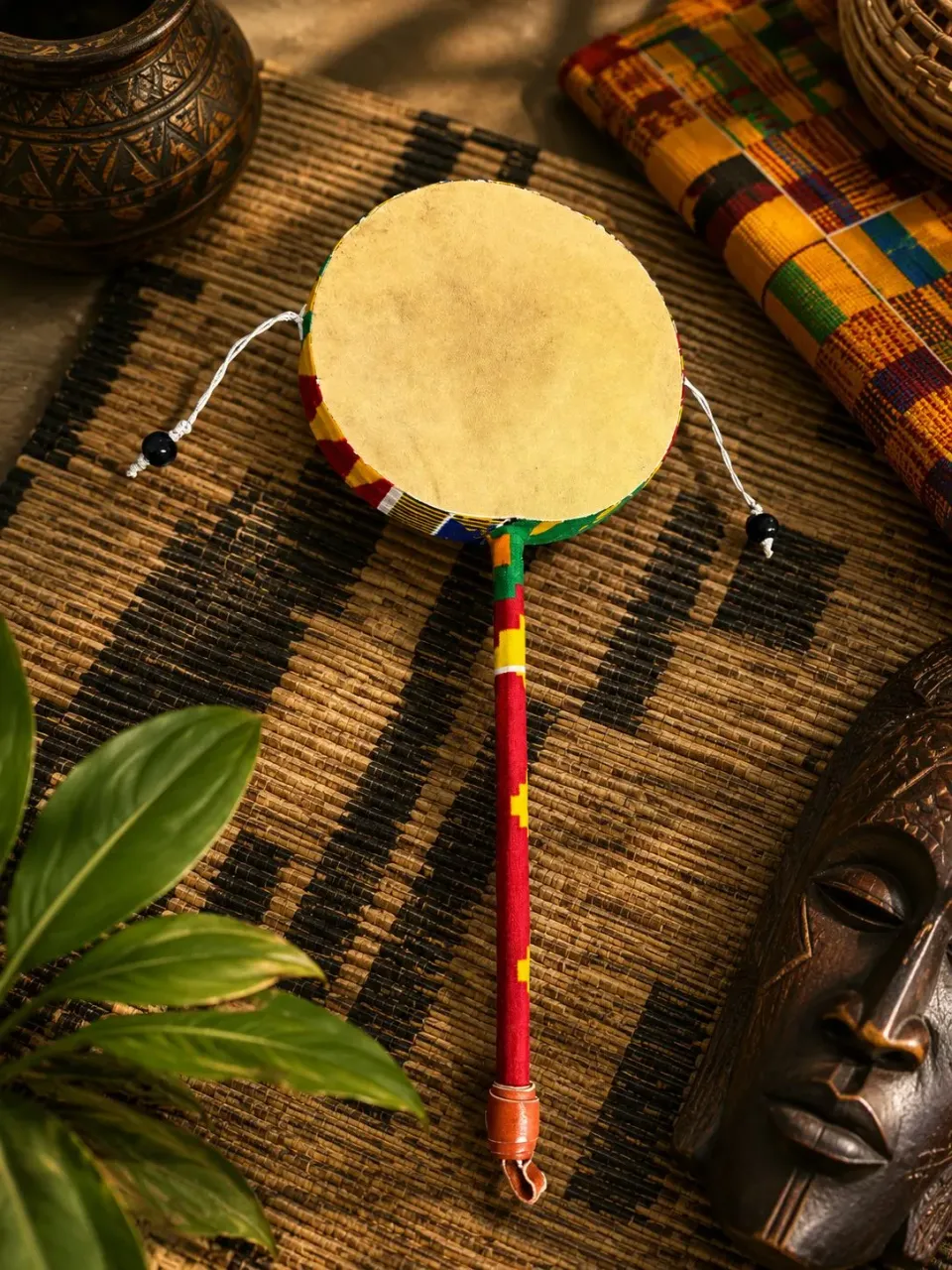 KAVAZI Tic Toc tambour kente lot de 3 fait main