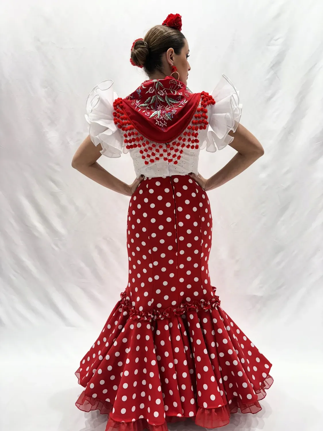 Viva la Feria Alpujarra jupe flamenca rouge à pois