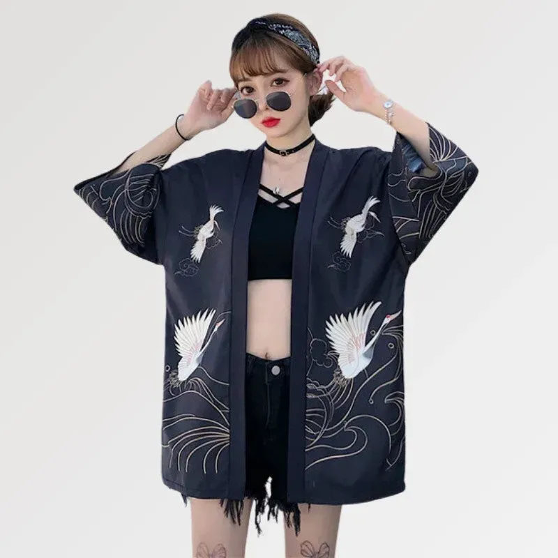 Japon style setsuko veste kimono femme grue