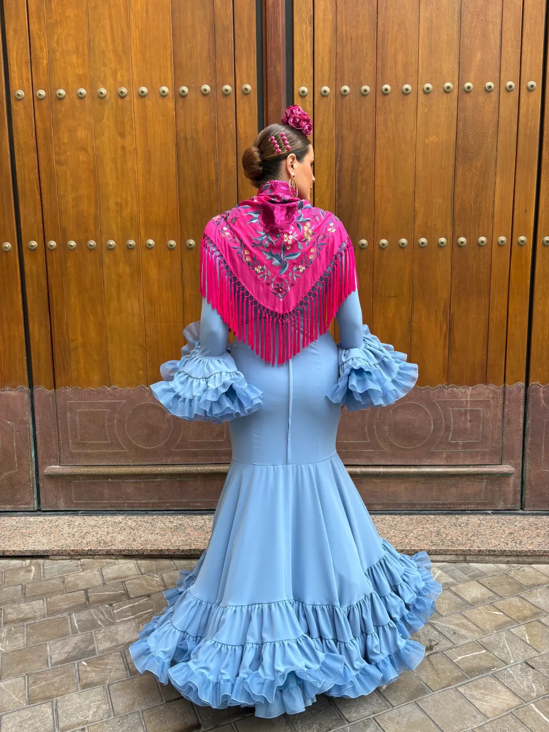 VIVA LA FERIA modèle Roda robe flamenca bleue 2026