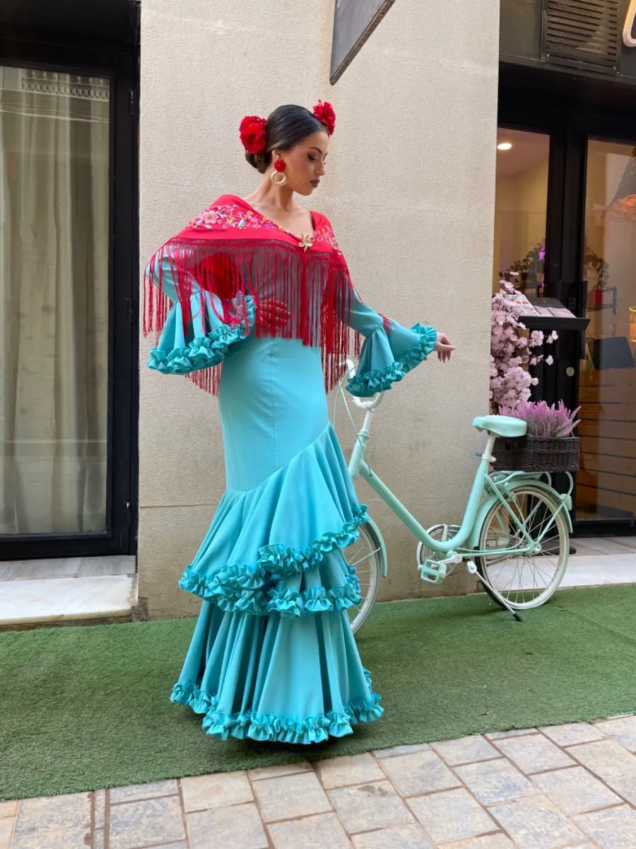 Viva la Feria Moda Flamenca Carmín robe gitane unie volants