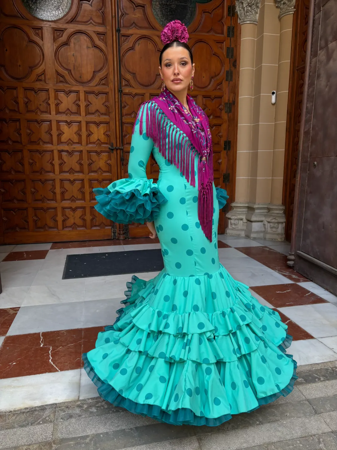 Viva La Feria Canastero Musgo robe flamenca à volants