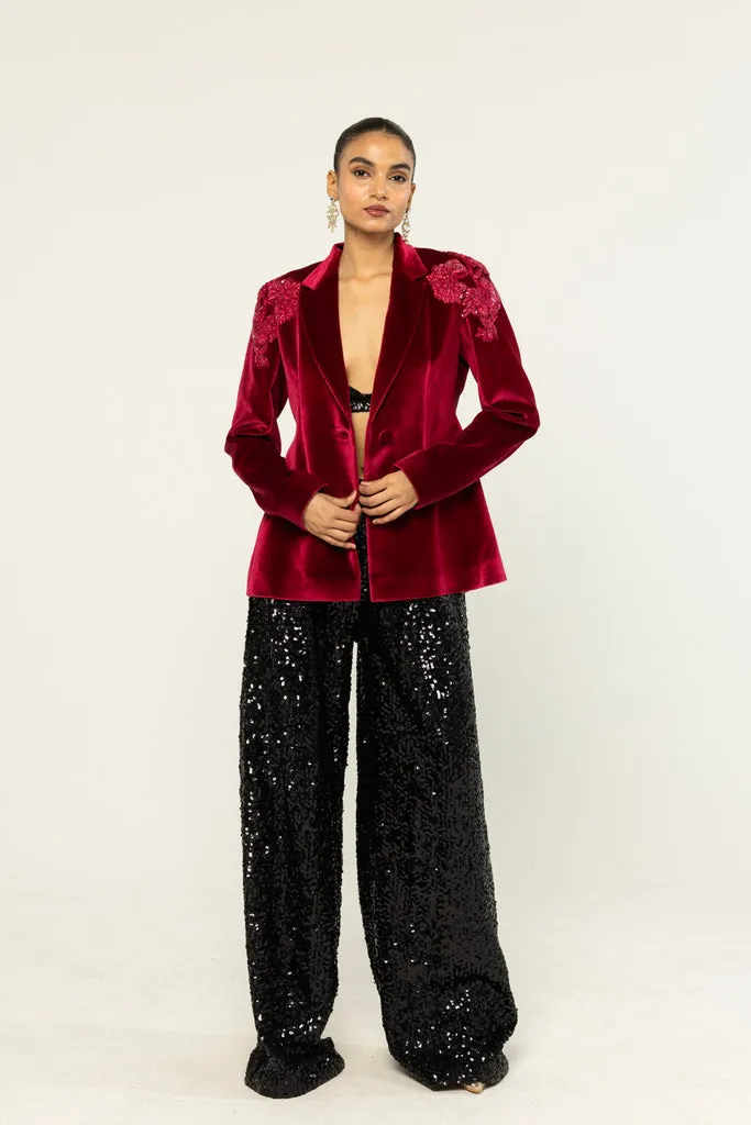 Rahul Mishra Anar Bel Veste velours brodée main