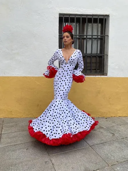 Viva la Feria Clavel robe flamenco pois volants organdi