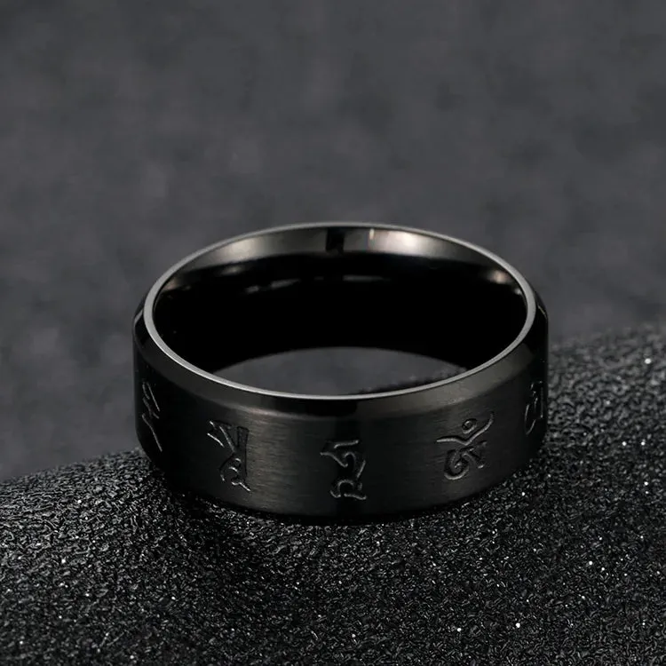 Esprit du Japon bague homme tournante acier noir