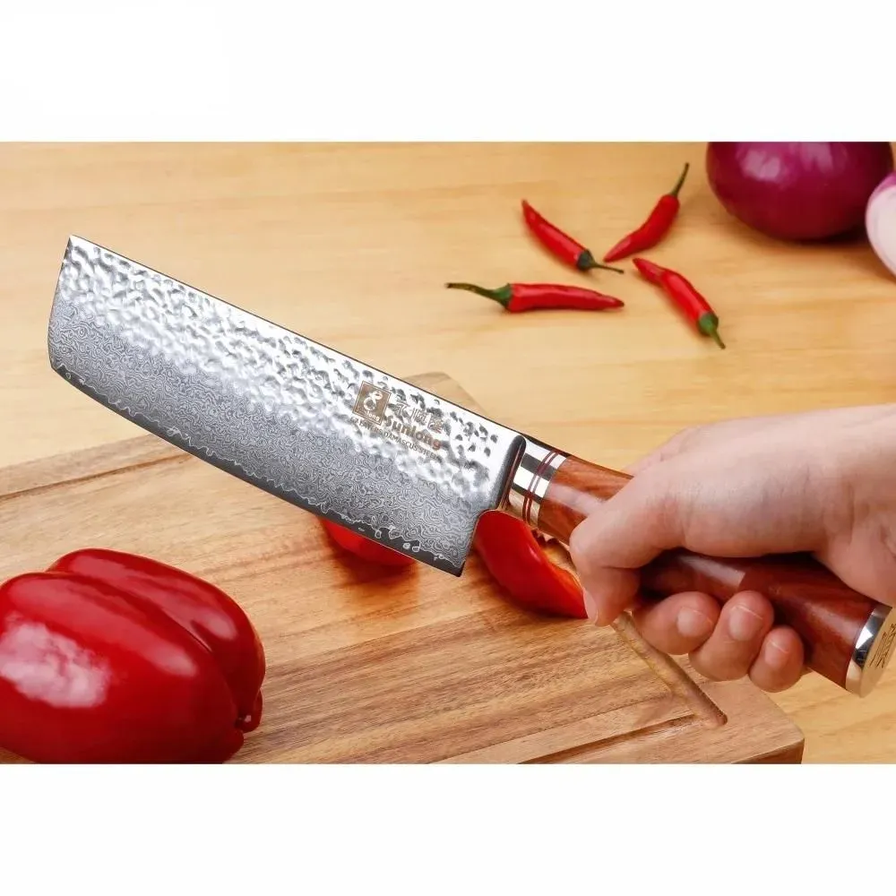 Japon style Damascus Nakiri Knife Aomori couteau de cuisine damas