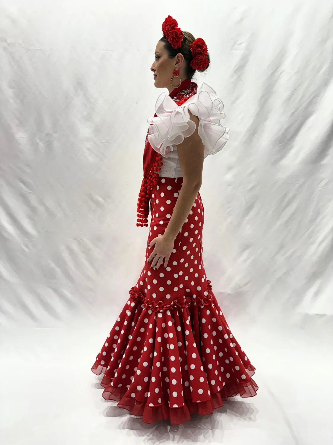 Viva la Feria Alpujarra jupe flamenca rouge à pois