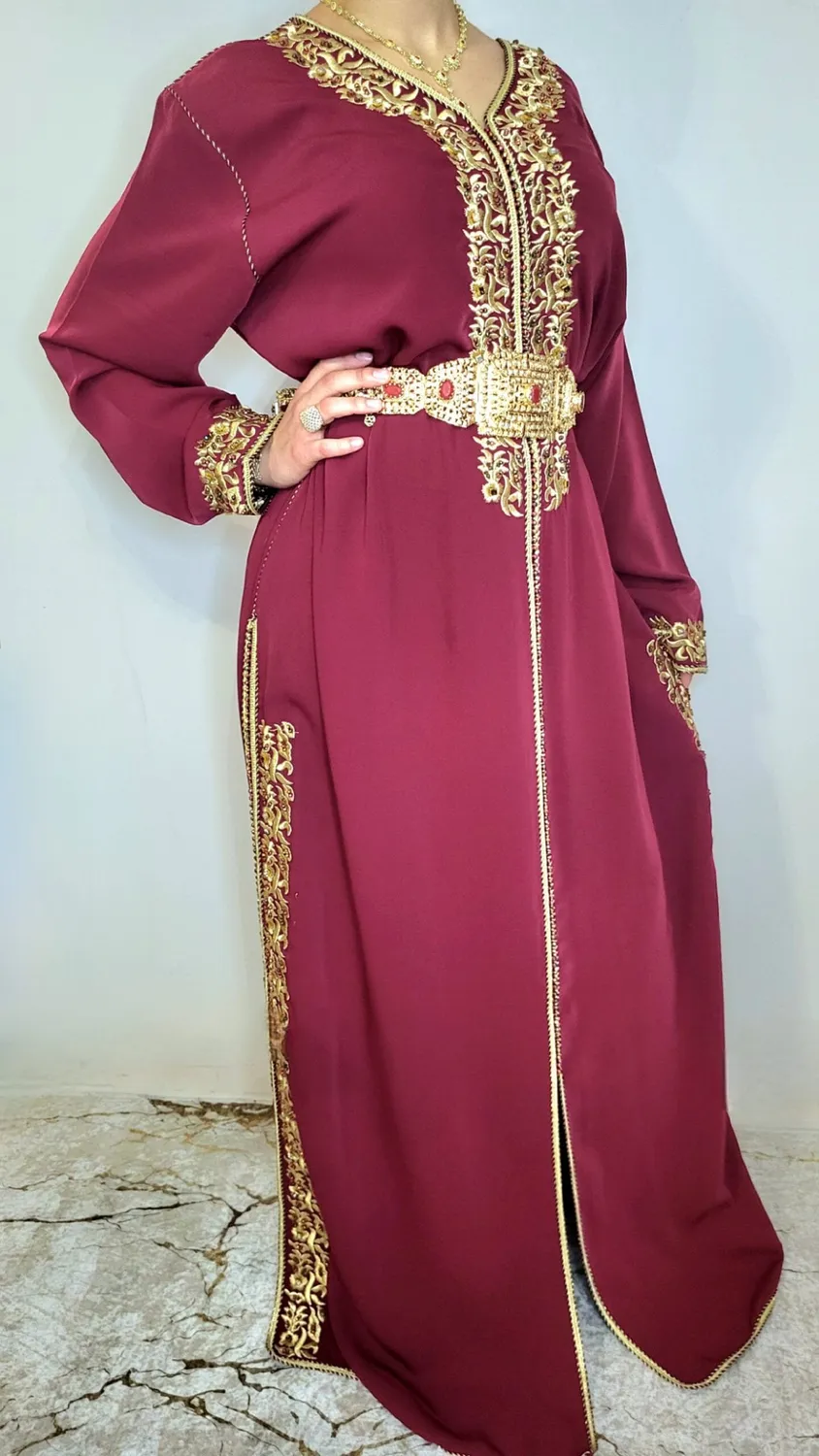 Célèbr'Orient Hanna caftan perlé brodé fluide