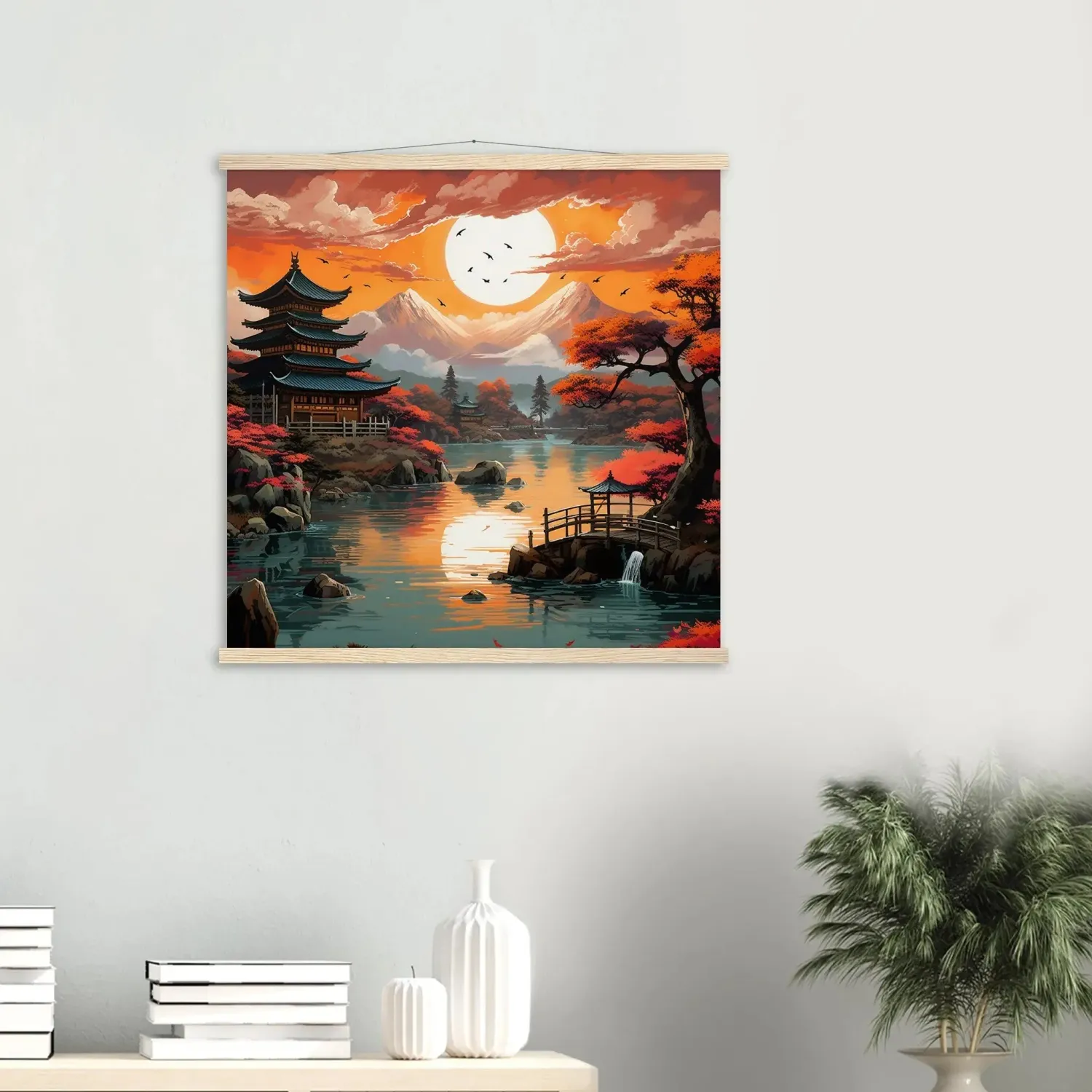 Japon style Tsuruga tableau paysage japonais grues