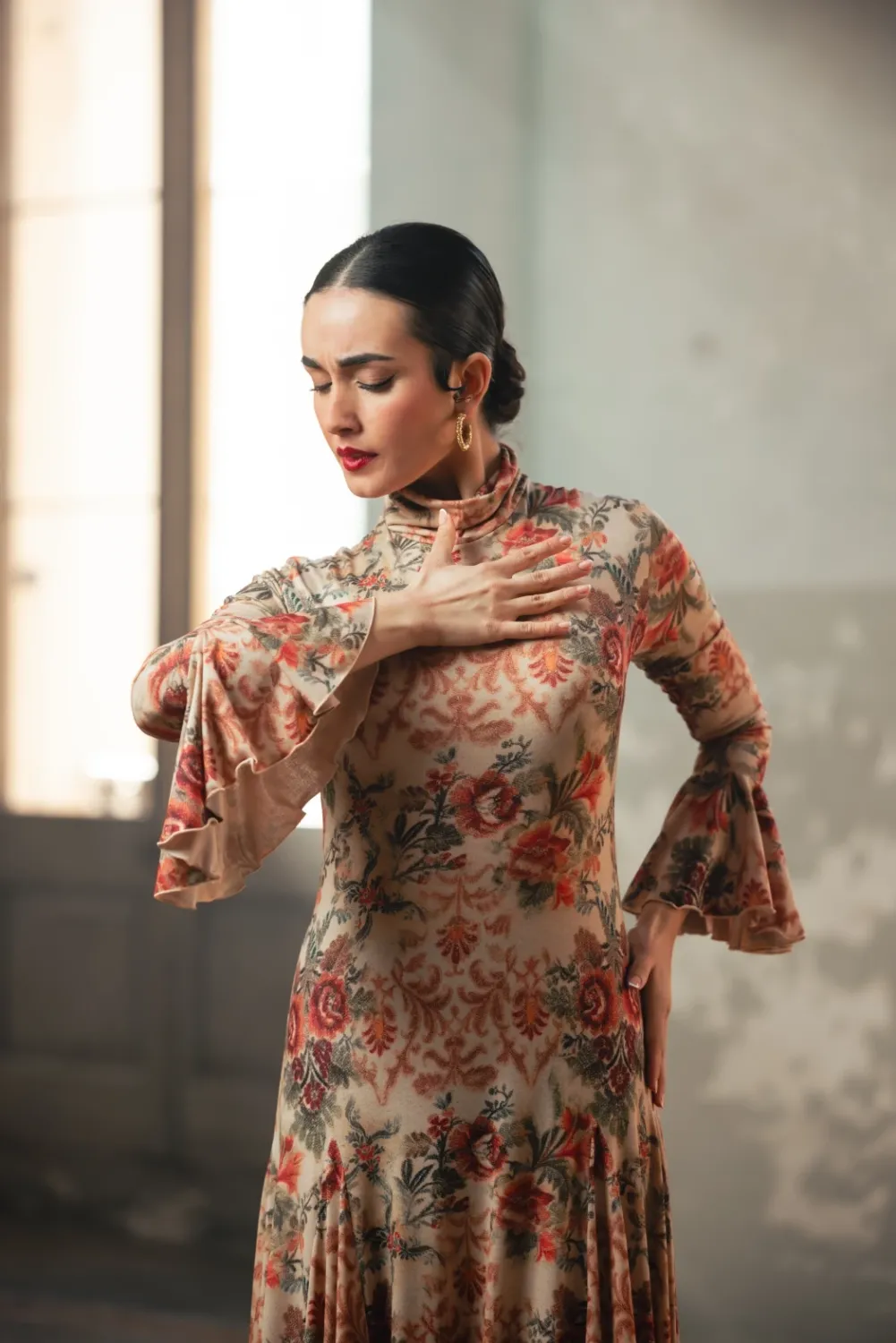 Viva La Feria Amelia robe flamenco imprimée col haut