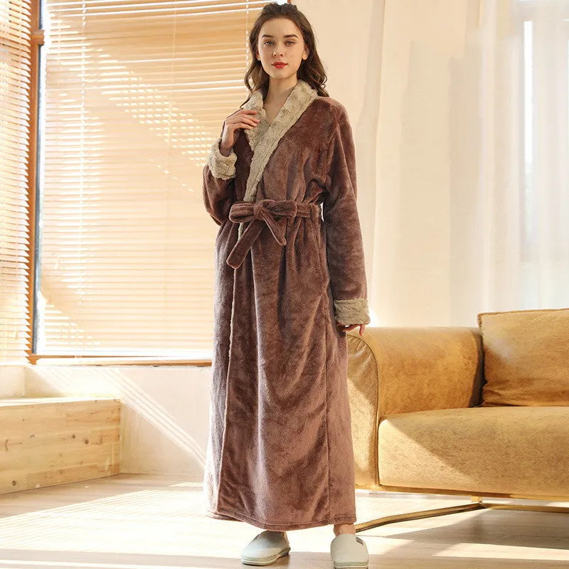 Esprit du Japon Peignoir Femme col châle polaire ceinture