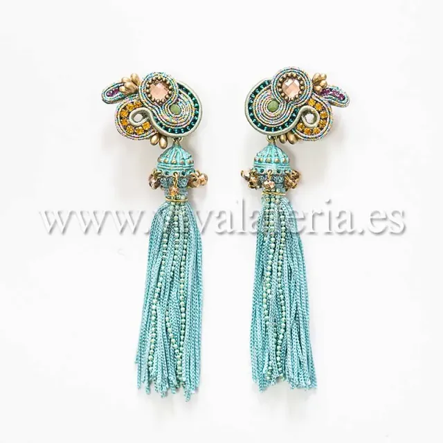 Candela de Reina Turquese boucles flamenco franges soie
