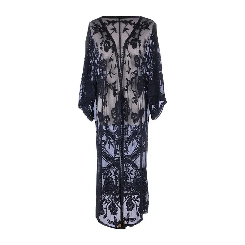 Esprit du Japon kimono de plage dentelle brodée