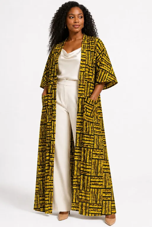 KAVAZI Duster long femme imprimé africain