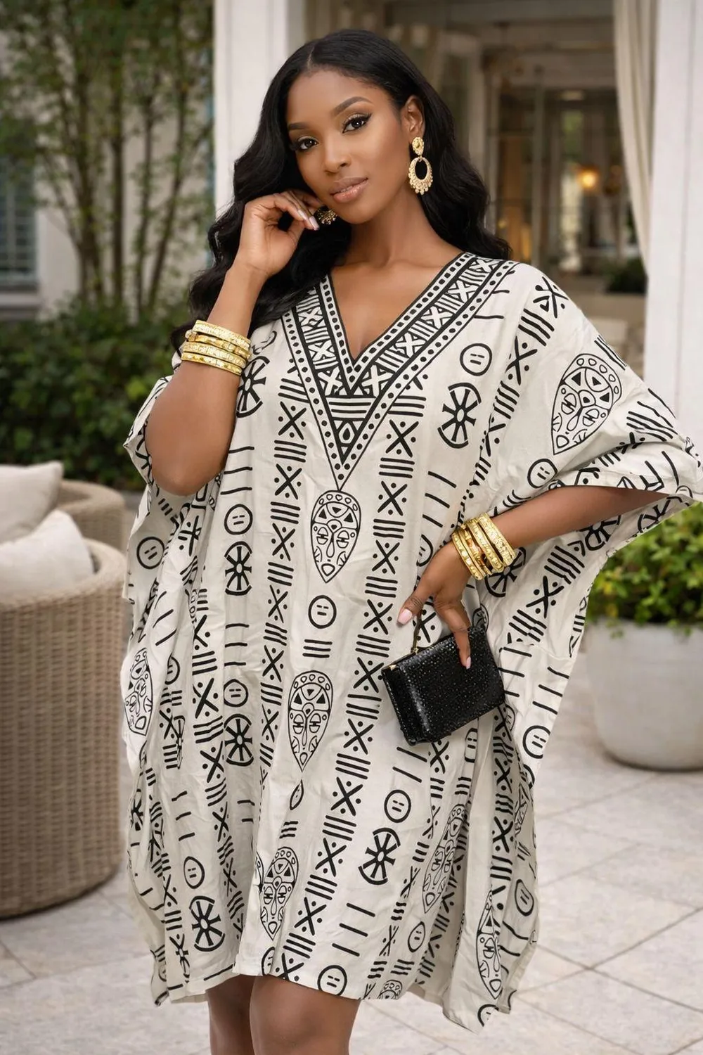 KAVAZI caftan court femme coupe ample légère