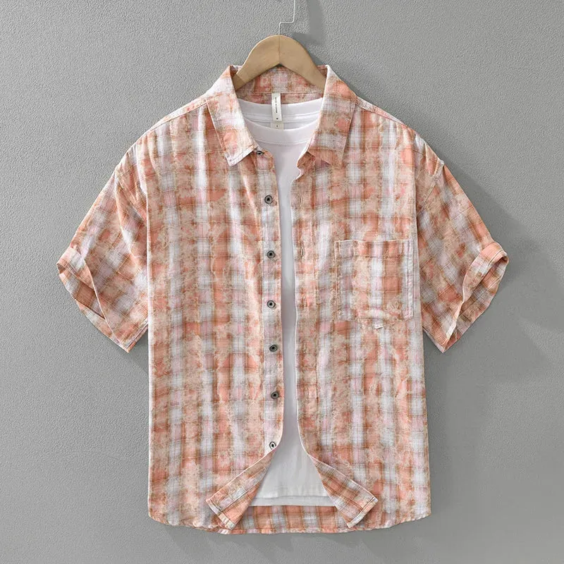 Esprit du Japon chemise estivale homme carreaux délavés