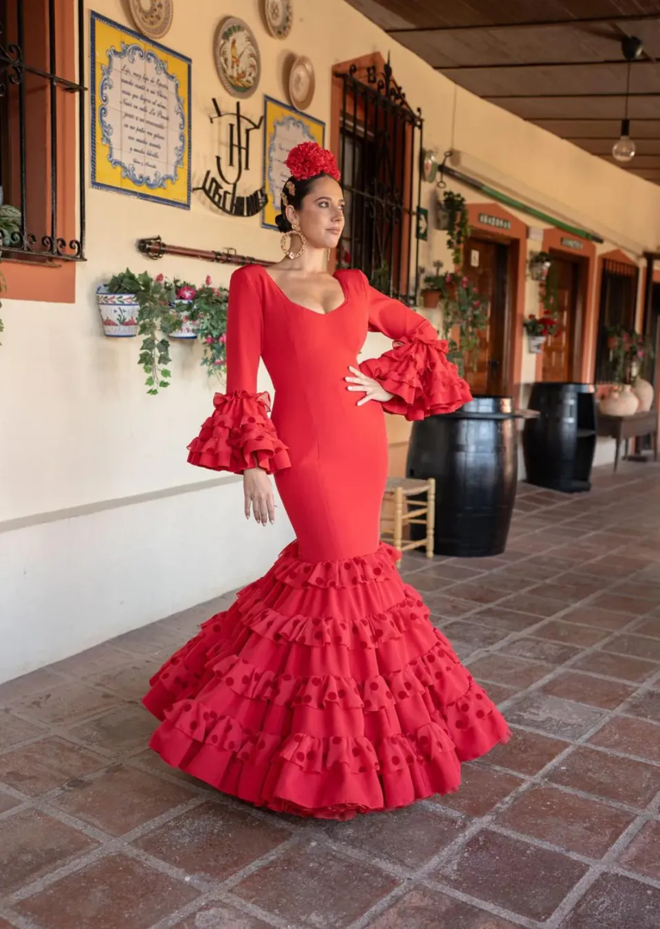 Viva la Feria Horizonte robe flamenca rouge canastero
