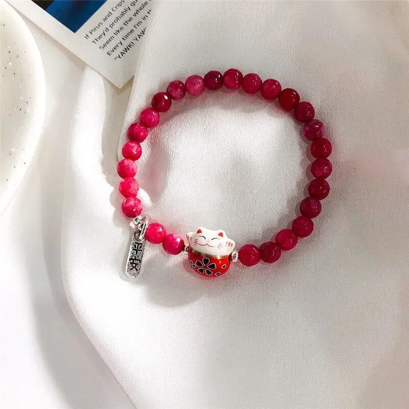 Japon style Bracelet Maneki Neko perles