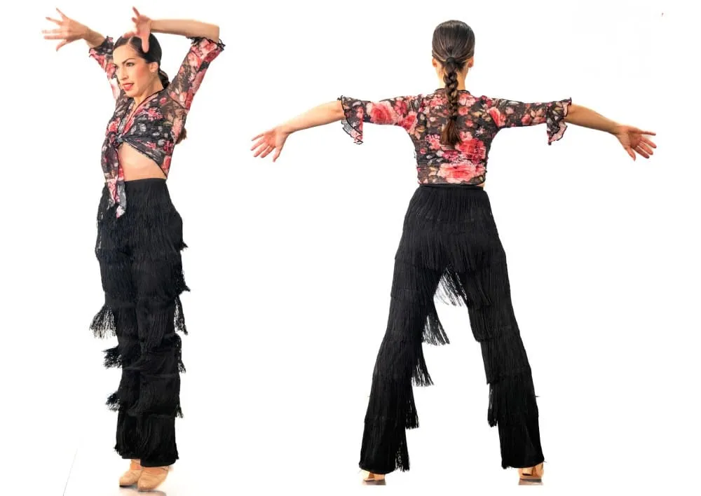 Viva La Feria pantalon flamenco franges longues cheville