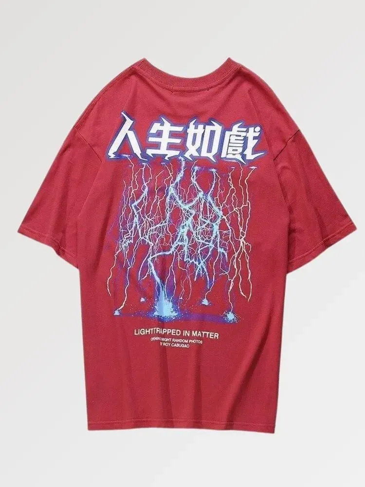 Japon style takahama t-shirt coton imprimé éclair