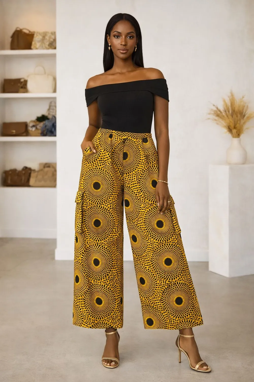 Kavazi pantalon cargo femme coton ample