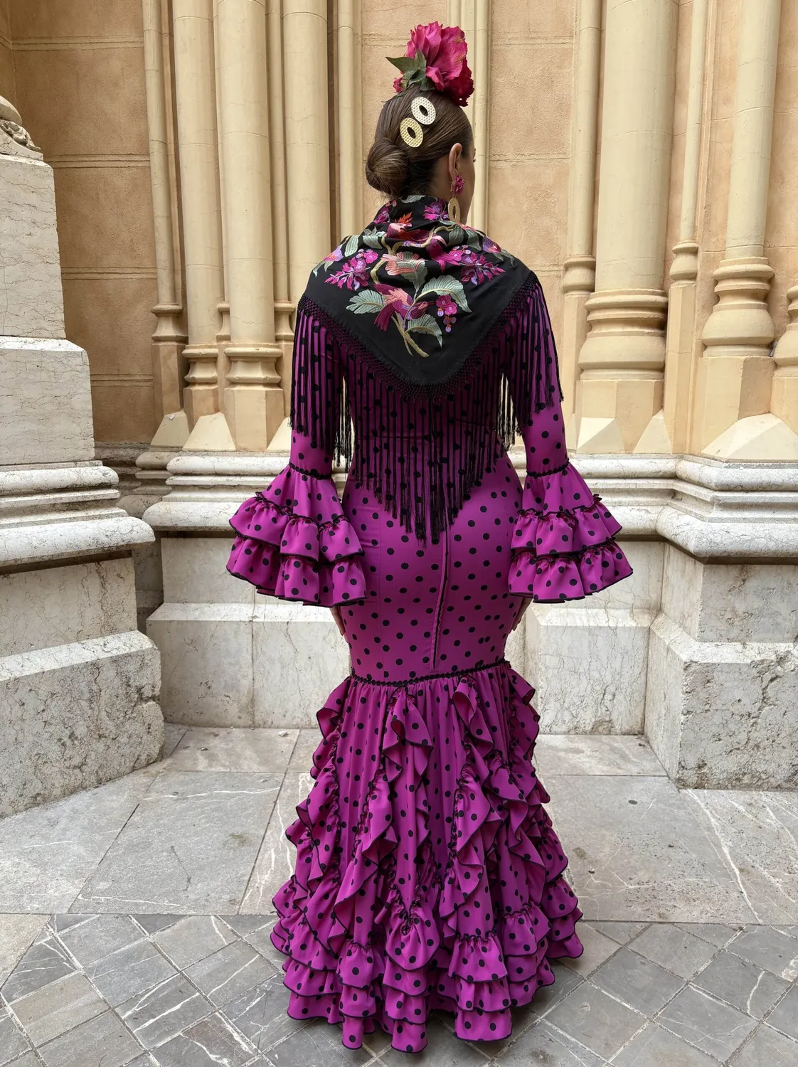 VIVA LA FERIA-MODA FLAMENCA Esperanza robe flamenca buganvilla pois