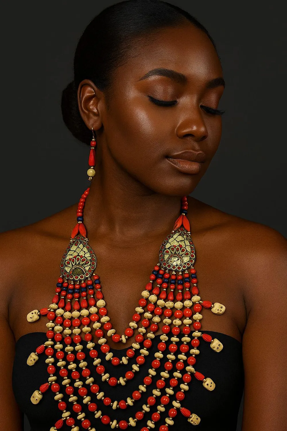KAVAZI parure collier + boucles d'oreilles assortie