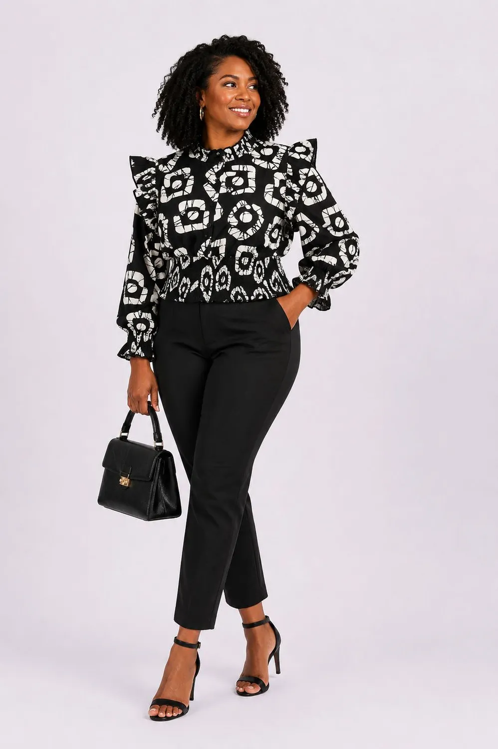 KAVAZI Ankara Top femme manches bouffantes wax