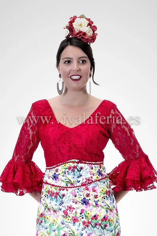 Viva la Feria blouse rociera Feria dentelle manches coudées