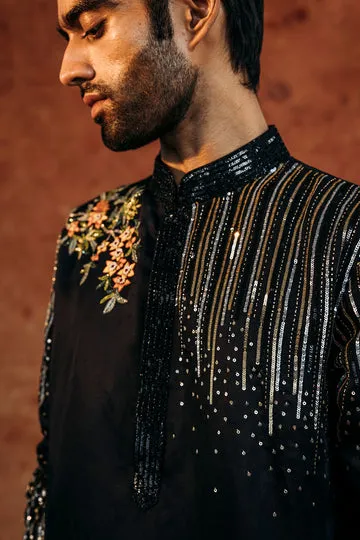 Rahul Mishra Jharokha Silk Satin Kurta kurta ivoire en satin de lin