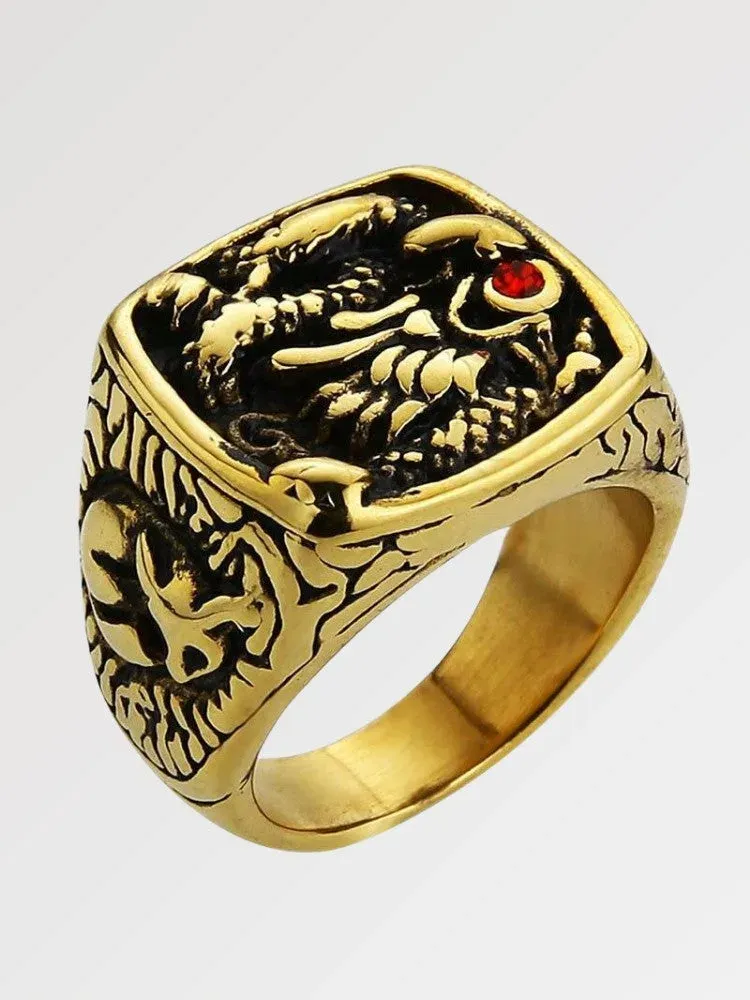 Japon style chevalière bague rubis
