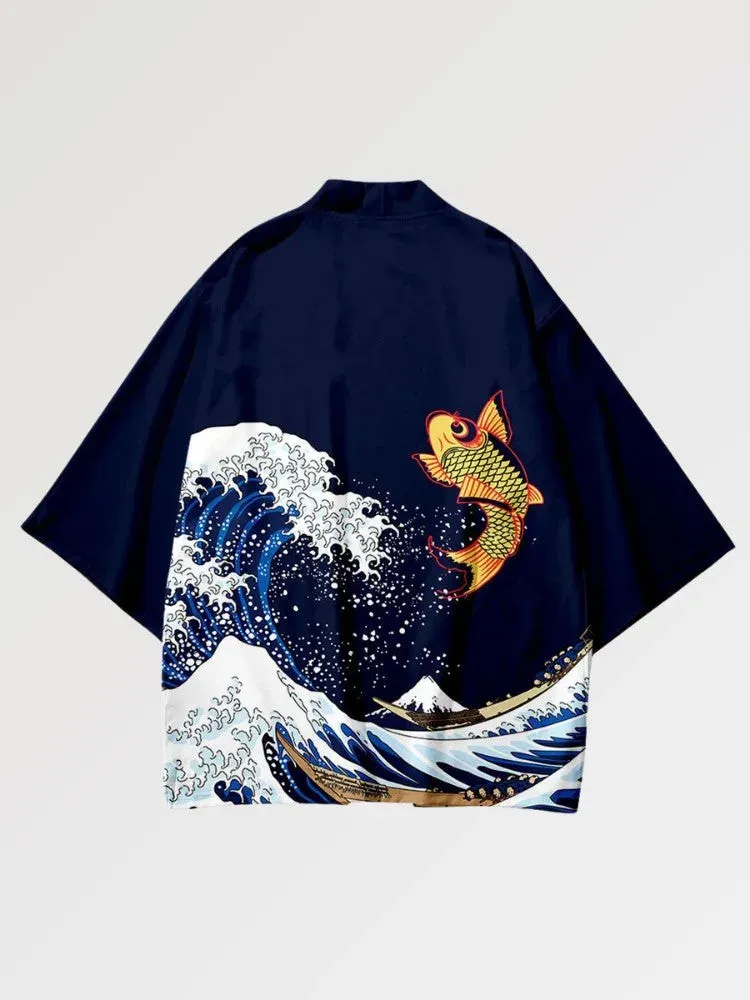 Japon style Haori Homme ‘kanagawa’ veste japonaise