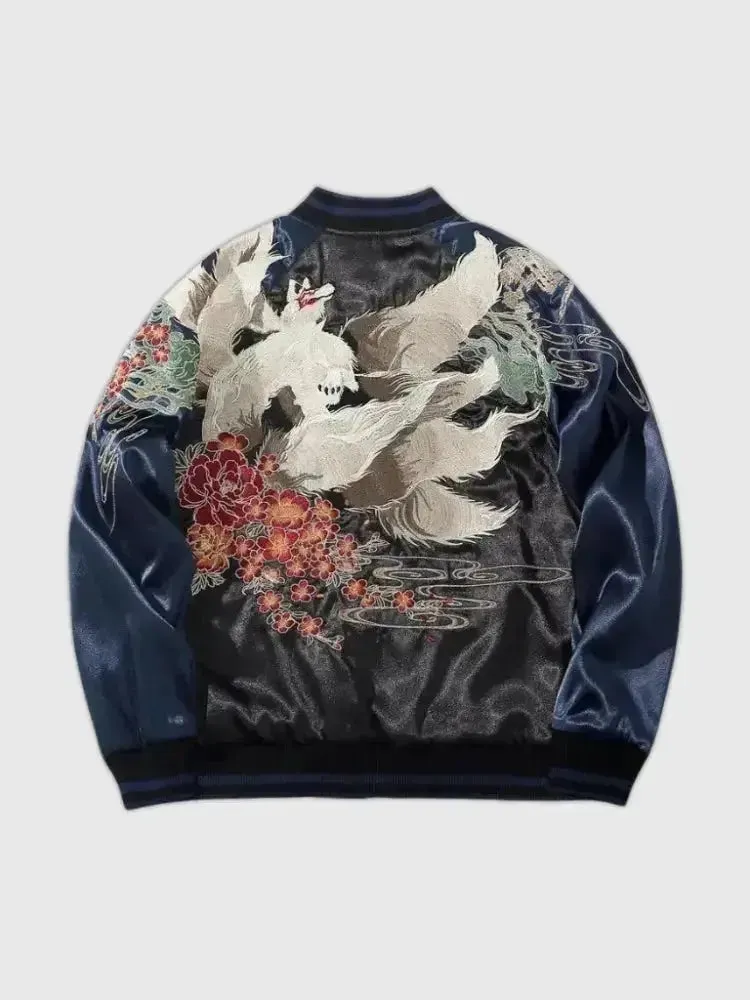 Japon style Kotsu Haku sukajan kitsune brodé
