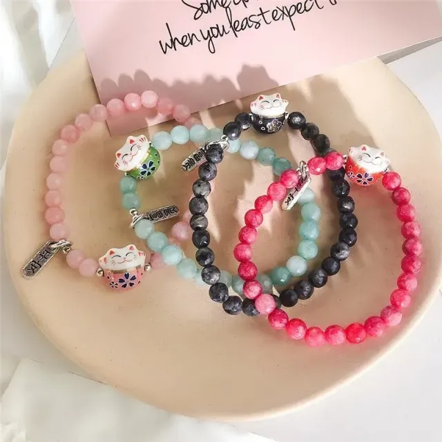 Japon style Bracelet Maneki Neko perles