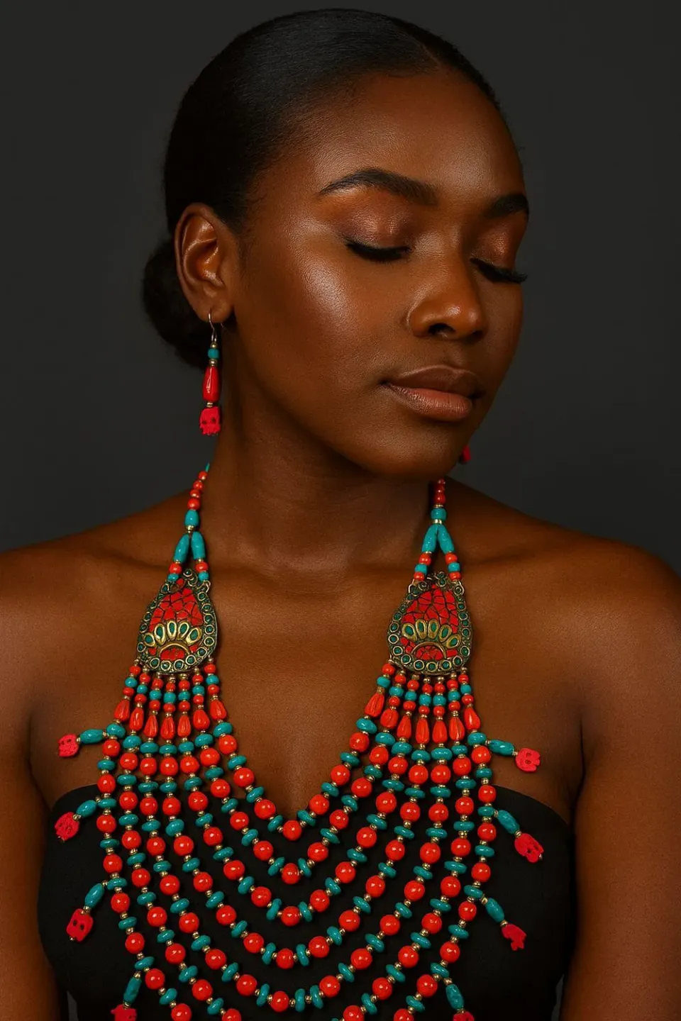 KAVAZI parure collier + boucles d'oreilles assortie