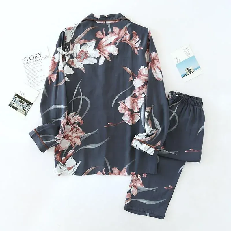 Japon style Pyjama Japonais Fleuri En Coton pyjama